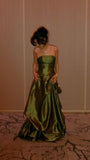 Elegant Ball Gown Strapless Burgundy Satin Long Formal Prom Evening Dresses Dinner Outfits Party Gowns HZ0311