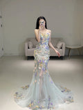 Princess Mermaid Sweetheart Lace Floral Long Prom Dress Fashion Aesthetic For Teens Formal Dresses Party Outfits Prom Gown HZ0311