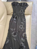 Spaghetti Straps Floral Long Prom Dresses Sheath Sexy Party Dress For Teens HZ0311