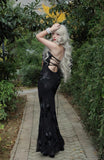 Spaghetti Straps Floral Long Prom Dresses Sheath Sexy Party Dress For Teens HZ0311