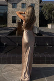 Elegant Champagne Gold Sweetheart Spaghetti Strap Backless Long Mermaid Prom Dress HZ0311