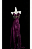 Vintage A Line 1950s Halter Satin With Beaded Gems Long Prom Dresses Party Dress 18th Birthday Outfits Graduation Dress HZ0311