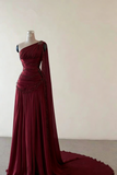 Classy Sheath One Shoulder Pink Long Chiffon Evening Gown Prom Dresses Formal Gowns HZ0311