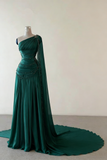 Classy Sheath One Shoulder Pink Long Chiffon Evening Gown Prom Dresses Formal Gowns HZ0311