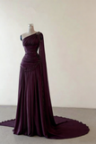 Classy Sheath One Shoulder Pink Long Chiffon Evening Gown Prom Dresses Formal Gowns HZ0311