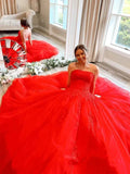 Unique Ball Gown Sweetheart Yellow Tulle with Lace Applique Evening Dresses Long Prom Dress HZ0311