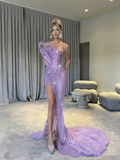 Classy Elegant Mermaid Strapless Marine Ball Dresses Long Dinner Formal Gowns Hot Pink Sequin With Leg Slit Prom Dresses Evening Outfit HZ0311
