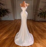 Modest Mermaid Sweetheart Pearls White Prom Dresses With Beads Gem Lilac Evening Party Formal Gown 20th Birthday Outfits HZ0311
