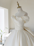 Princess Women's Wedding Dress for Bride Satin Brides Dress Ball Gown Off The Shoulder Wedding Gowns HZ0311