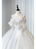 Timeless Women's White Wedding Dress With Long Sleeves Lace for Bride Applique Bride Dress Off The Shoulder Ball Gowns HZ0311