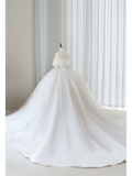 Timeless Women's White Wedding Dress With Long Sleeves Lace for Bride Applique Bride Dress Off The Shoulder Ball Gowns HZ0311