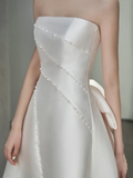 Women¡¯s Strapless Sleeveless Bridal Wedding Dress With Pleated Floor Length A Line Gown for Bride HZ0311