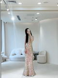 Vintage Mermaid Scoop Neck With Beads Sequin Prom Dresses For Teens Formal Dress Party Outfits Prom Gowns HZ0311