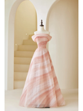 Elegant Ball Gown Strapless Pink Tulle Prom Dress Charming Evening Party Gowns Fashion Wedding Guest Dress HZ0311