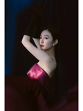 Simple A Line Strapless Grape Satin Long Prom Dresses Impress 18th Birthday Outfits Prom Gown HZ0311