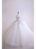 Timeless Women's Wedding Dress With Crystals Beads for Bride Lace Applique Bride Dress Strapless Ball Gowns HZ0311