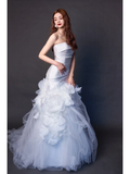 Women¡¯s Strapless Sleeveless Bridal Wedding Dress With Pleated Floor Length Mermaid Gown for Bride HZ0311