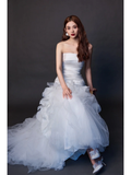 Women¡¯s Strapless Sleeveless Bridal Wedding Dress With Pleated Floor Length Mermaid Gown for Bride HZ0311