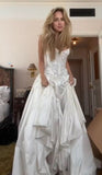 Timeless A Line Lace Up Back Strapless Wedding Dresses simple Bridal Gowns long Beautiful Bridal Gown HZ0311
