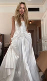 Timeless A Line Lace Up Back Strapless Wedding Dresses simple Bridal Gowns long Beautiful Bridal Gown HZ0311