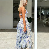 Mermaid Prom Dresses Spaghetti Straps Sexy Special Dress Blue Floral Party Gowns HZ0311