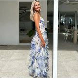 Mermaid Prom Dresses Spaghetti Straps Sexy Special Dress Blue Floral Party Gowns HZ0311