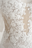 Timeless Women's White Sweetheart Wedding Dress Mermaid With Sleeves Lace for Bride Applique Brides Dress HZ0311