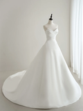 Timeless Women's White Ball Gown Sweetheart Satin Wedding Dresses With Beads for Brides Dress HZ0311
