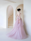 Modest Ball Gown Strapless Chocolate Tulle Beaded Prom Dresses Long Party Dress Evening Dresses HZ0311