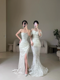 Timeless Women's Mermaid Spaghetti Straps Long Wedding Dress Mermaid for Bride Dresses HZ0311