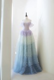 Princess Ball Gown Off The Shoulder Short Sleeves With Lace Tops For Women Party Dress Formal Prom Dresses 22th Birthday Outfits HZ0311