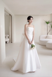 Women¡¯s Ball Gown Strapless Bridal Wedding Dresses With Pearls Floor Length Brides Gown for Bride HZ0311