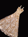 Modest Mermaid Halter Gold Beaded Long Prom Dresses High School Teens Senior Graduation Dance Party Outfits HZ0311