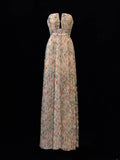 Floral Prom Dress Aesthetic Strapless With Pleated Style Impress Long Prom Dresses Party Formal Gowns HZ0311