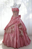 Vintage Ball Gown Strapless Pink Taffeta Prom Dresses Inspiration Long Party Evening Dress 20th Birthday Outfits HZ0311