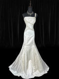 Vintage Wedding Gowns Brides Dresses 1950s 1940s Mermaid One Shoulder Satin With Silver Beads White Petite/Plus Size Bridal Gown For Women HZ0311