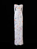 Floral Prom Dress Aesthetic Sheath Strapless With Pleated Style Impress White Long Prom Dresses Party Formal Gowns HZ0311