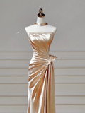 Modest Prom Dresses Aesthetic Mermaid Strapless Gold With Beaded Inspiration Impress Long Party Formal Gown For Teenagers High Schools HZ0311