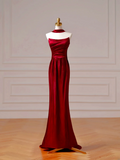 Chic Prom Dresses Aesthetic Mermaid Strapless Burgundy With Pleated Inspiration Impress Long Party Formal Gown For Teenagers High Schools HZ0311