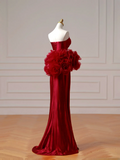 Chic Prom Dresses Aesthetic Mermaid Strapless Burgundy With Pleated Inspiration Impress Long Party Formal Gown For Teenagers High Schools HZ0311
