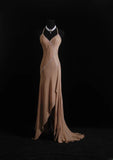 Unique Mermaid Halter Brown Chiffon 90s With Beads Floor Length Evening For Women Party Dresses Long Formal Prom Dresses 21st Birthday Gowns HZ0311