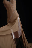 Unique Mermaid Halter Brown Chiffon 90s With Beads Floor Length Evening For Women Party Dresses Long Formal Prom Dresses 21st Birthday Gowns HZ0311