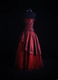 Retro Ball Gown Strapless Burgundy Tulle 90s With Beads Evening For Women Party Dresses Long Formal Prom Dresses 21st Birthday Gowns HZ0311