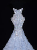 Sequin Prom Dress Aesthetic Mermaid Strapless With Pleated Style Impress Tulle Long Prom Dresses Party Formal Gowns HZ0311