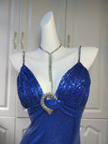 Modest Mermaid Spaghetti Straps Royal Blue Sequins With Beads Evening Dresses High School Teens Senior Night Dance Party Outfits HZ0311