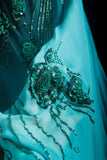 Unique Mermaid Spaghetti Strap Blue 90s With Beads For Women Party Dresses Long Formal Prom Dress 20th Birthday Gowns HZ0311