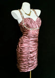 Vintage Sheath Strap Pleated Pink Hoco Gowns Short 16th Birthday Dress Homecoming Dresses Cocktail Gown HZ0311
