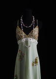Retro High Low Spaghetti Strap 90s With Beads Tea Length For Women Party Dresses Long Formal Prom Dress 20th Birthday Gowns HZ0311
