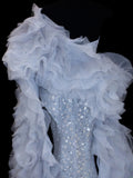 Sequin Prom Dress Aesthetic Mermaid Strapless With Pleated Style Impress Cape Tulle Long Prom Dresses Party Formal Gowns HZ0311