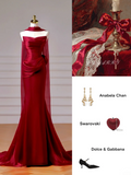Chic Prom Dresses Aesthetic Mermaid Strapless Burgundy With Scarf Pleated Inspiration Impress Long Party Formal Gown For Teenagers High Schools HZ0311